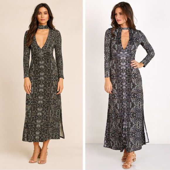 Free People Cabaret Maxi Dress Kaleidoscope Print Y2K Retro Influencer Favorite - Picture 1 of 11